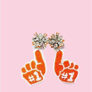 Orange and White No. 1 Game Day Earrings